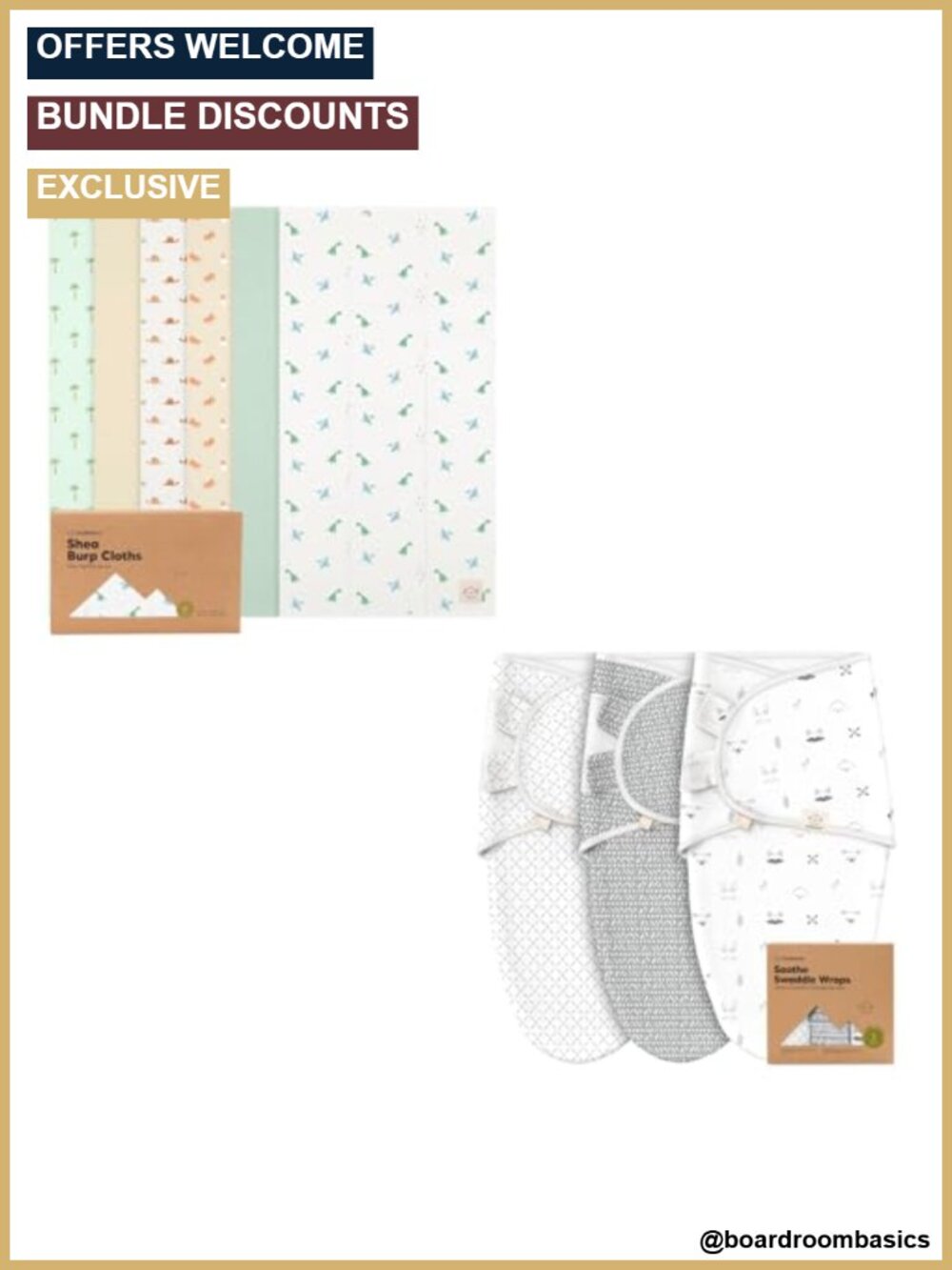 Organic Cotton Burp Cloths & Swaddle Sleep Sacks Set